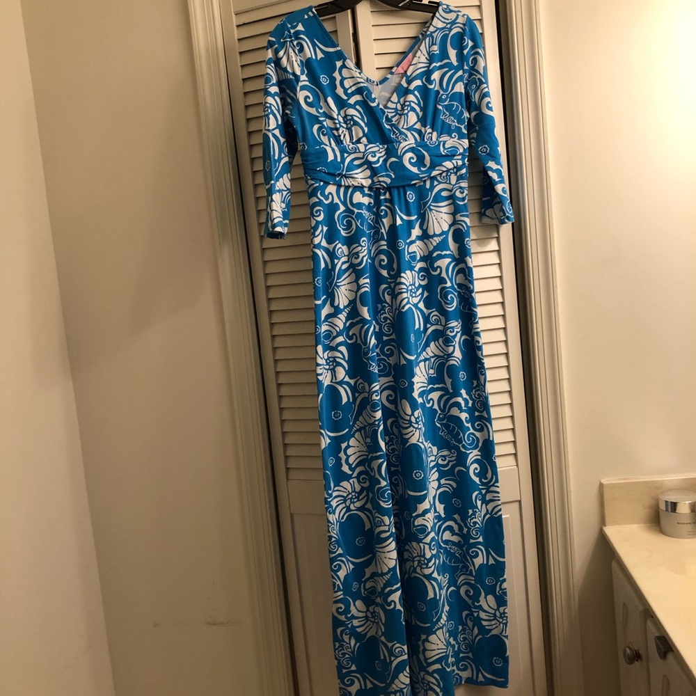 3/4 sleeve Lilly Pulitzer seashell maxi dress